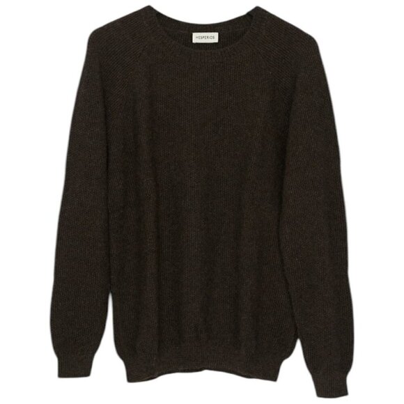 Hesperios Faro Sweater Unisex Heather Grey Brown Baby Alpaca Rice Weave Size L - Picture 1 of 8